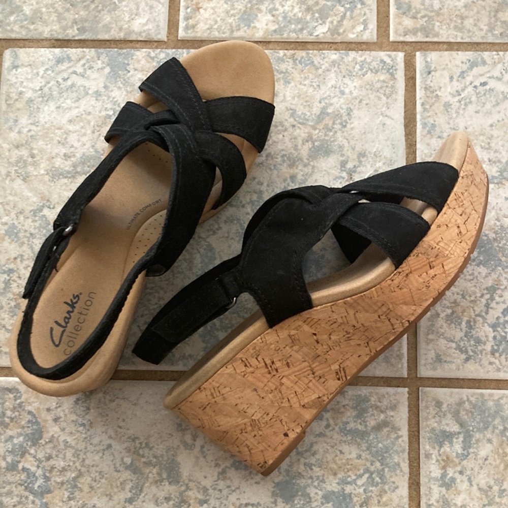 Clarks Black Wedges